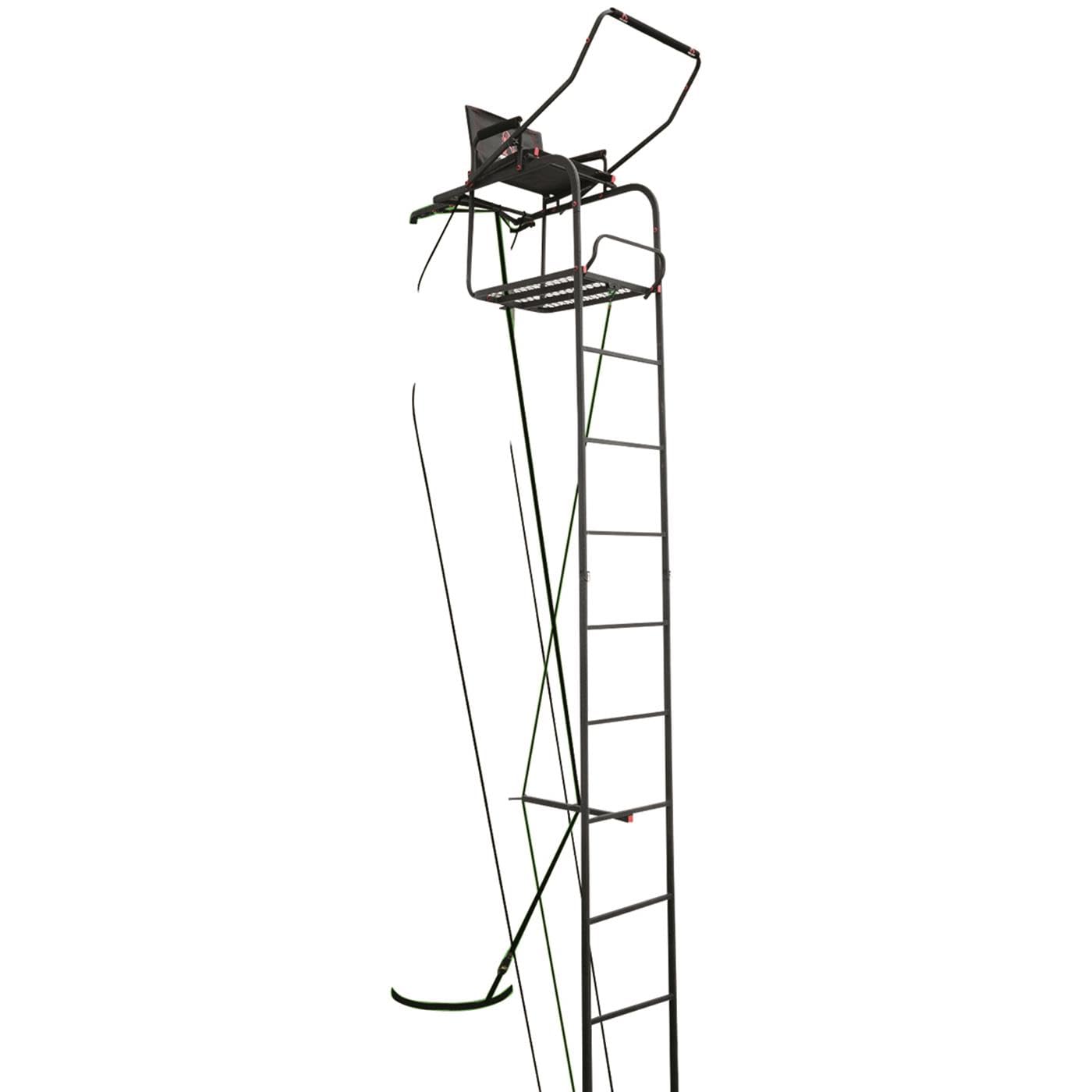 Primal Tree Stands Single Vantage Deluxe 17 Foot Ladder Tree Stand with Jaw & Truss Stabilizer System - Perfect for Hunting, Wildlife Observation, and Outdoor Adventures