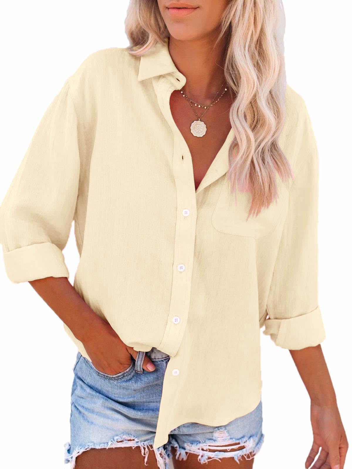 Paintcolors Women's Button Down Shirts - Long Sleeve Dressy Casual Blouses & Button Up Collared Tops for Work, Office & Everyday Wear | Flattering Fit for Professional & Social Occasions