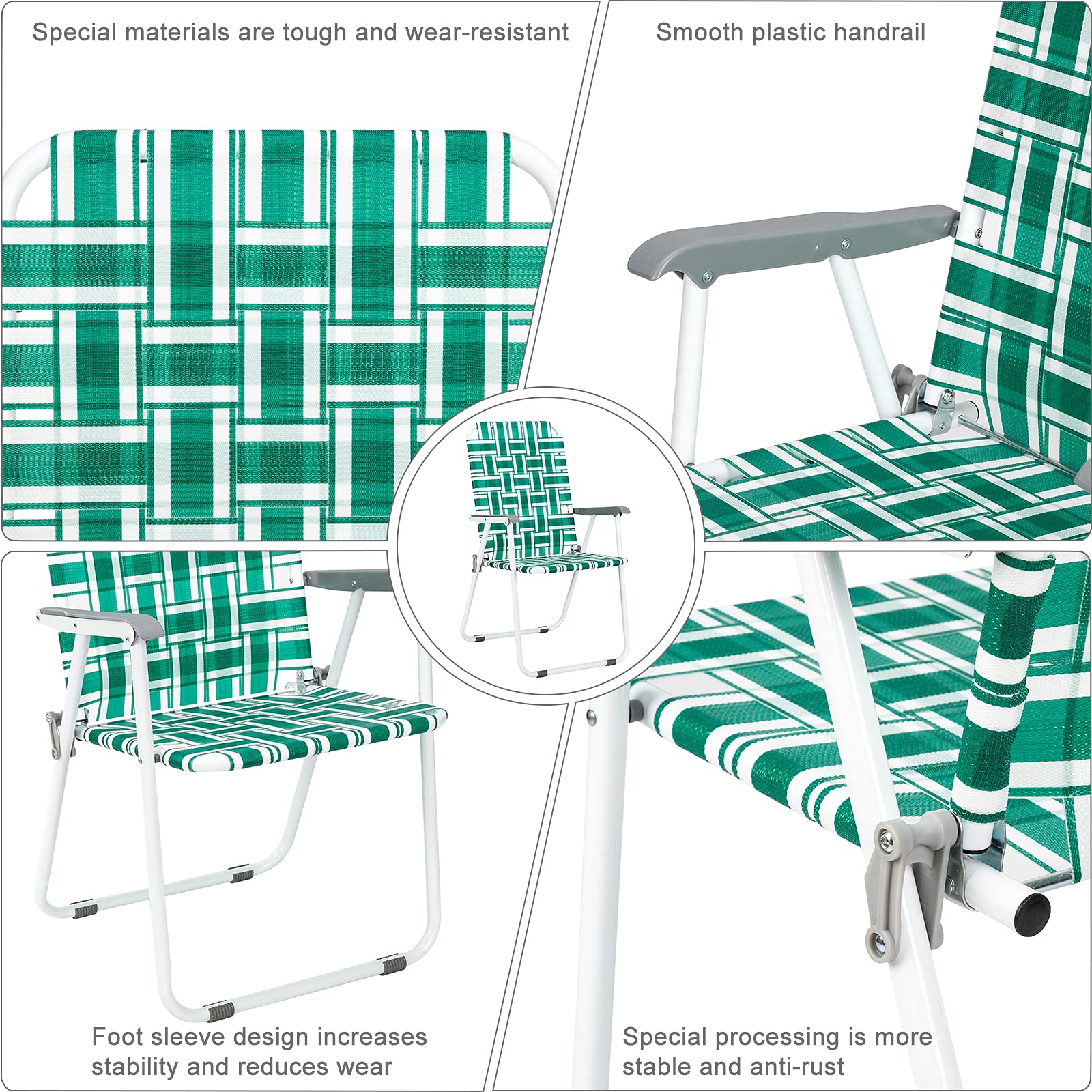 2 Pack Portable Folding Web Chairs - Lightweight Outdoor Beach Chairs for Patio, Garden, Yard, Lawn & Travel | Perfect for Camping, Picnics, Beach Trips & Backyard Relaxation