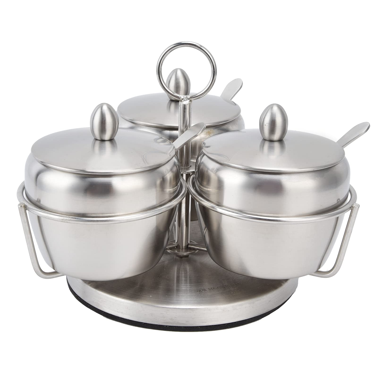 Premium Stainless Steel Spice Jar Set with Rotating Stand & Spoon - 6-Piece Seasoning Bottles for Kitchen, Restaurant, or Home Use - Perfect for Organizing Spices, Herbs, and Seasonings