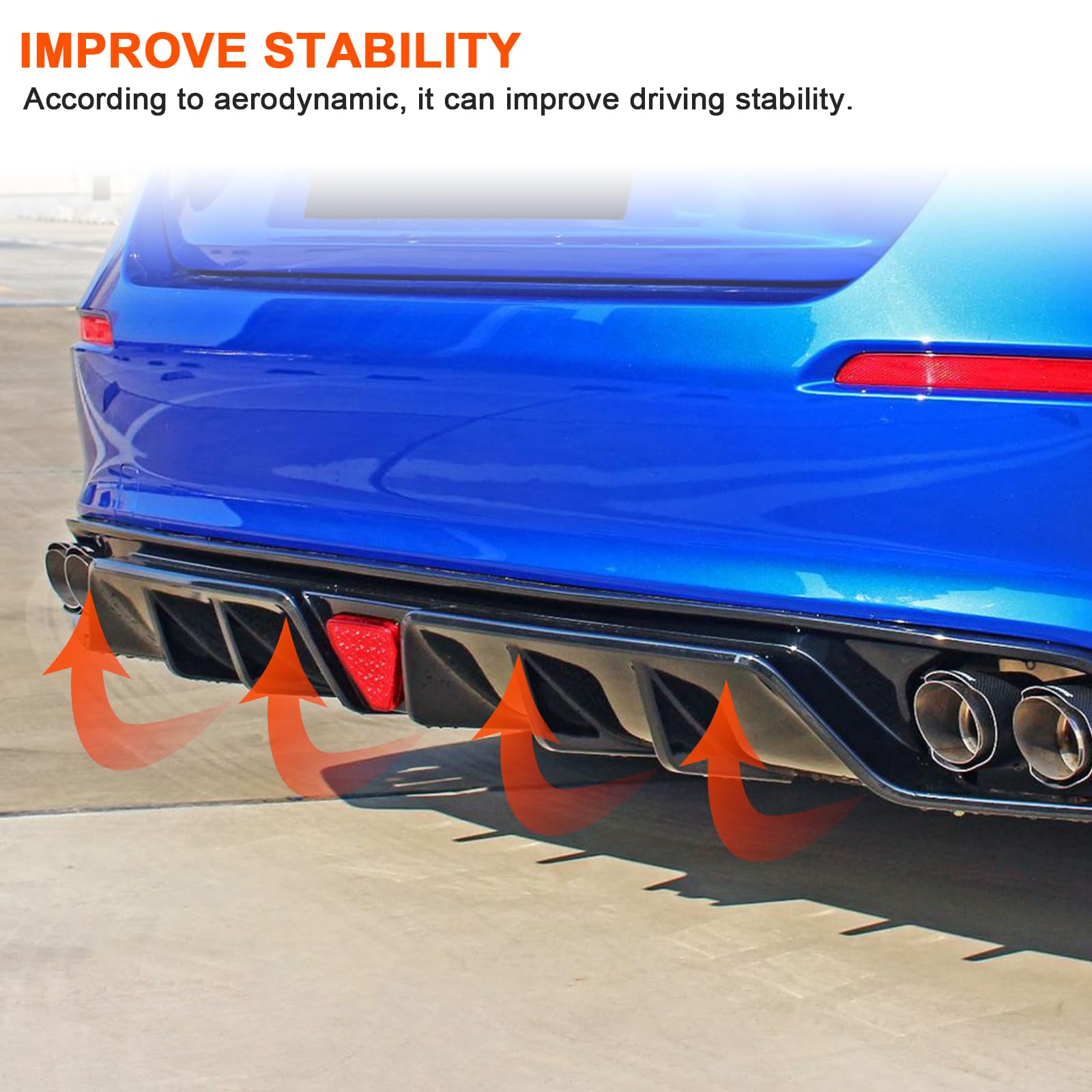 2022-2024 Honda Civic 11th Gen Rear Bumper Diffuser Lip with LED Lights - Glossy Black MC Style Aerodynamic Body Kit for 4-Door Sedan | Enhanced Night Visibility & Sporty Styling Upgrade