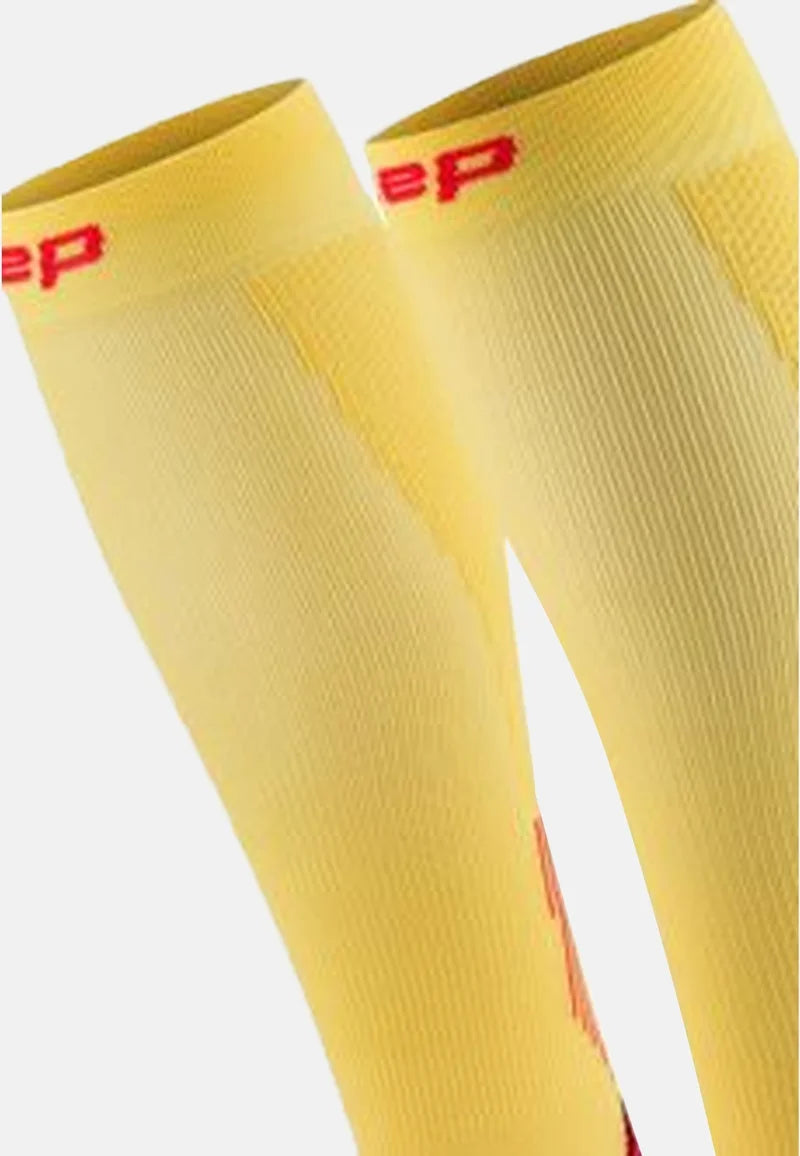 CEP Men's Running Socks Tall 5.0 - Compression Performance Socks for Marathon & Training (Marigold/Burgundy) - Ideal for Long Distance Running, Recovery & Athletic Performance