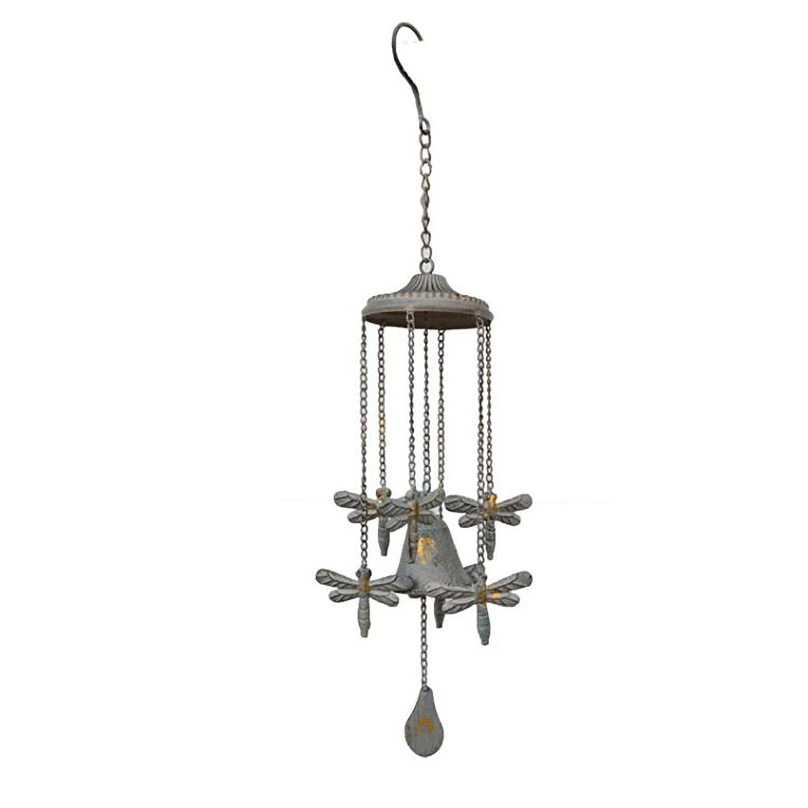 Cast Iron Bird Bell - Beautiful Hanging Dragonfly Wind Chime for Cottage Garden Decor, Outdoor Patio & Home Garden Ornament - Perfect for Porch, Yard and Backyard Decoration