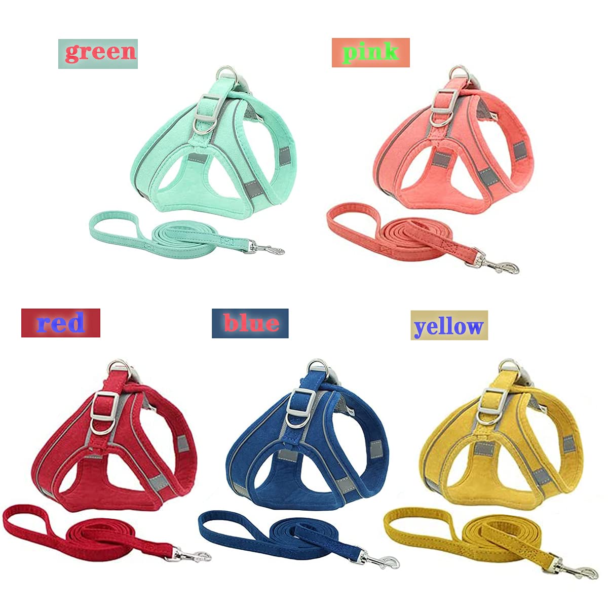 **Adjustable Reflective Dog Harness & Leash Set - Pet Vest with Handle for Small & Medium Dogs & Cats - Green XS - Perfect for Walking, Training & Outdoor Adventures**