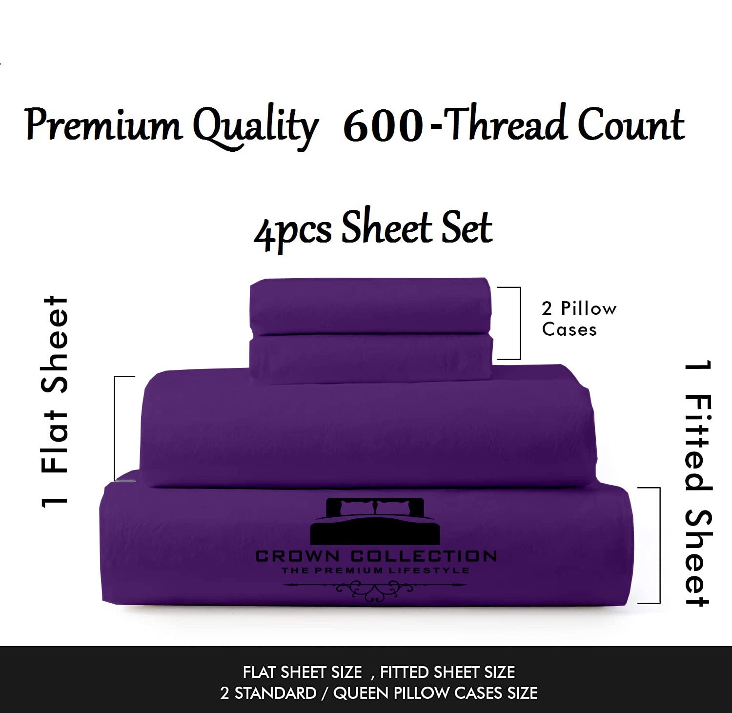 Premium 1000 Thread Count Egyptian Cotton Full Size Bed Sheet Set (4-Piece) - Deep Pocket 16