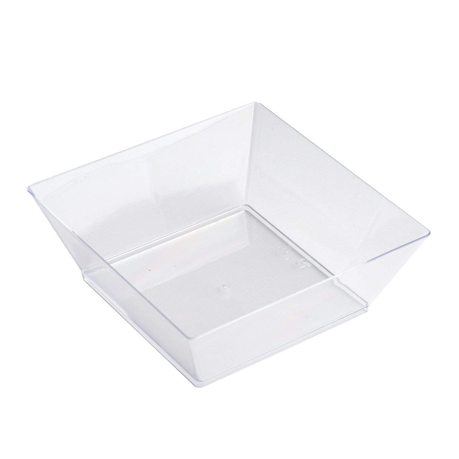 12-Pack 10 oz Clear Square Plastic Bowls - 4.25