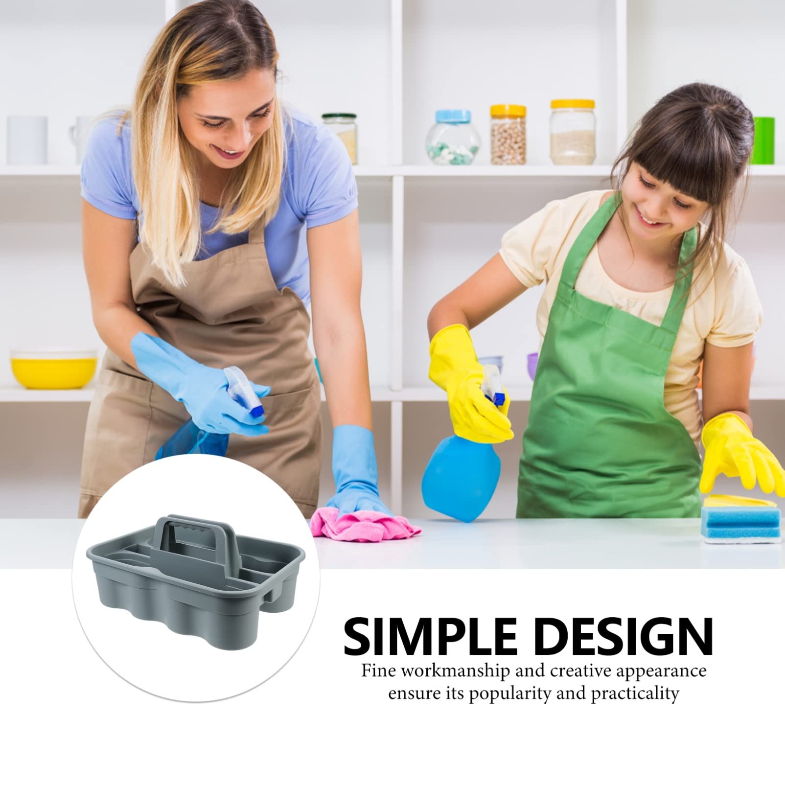Portable Cleaning Organizer with Handle - 15x11x7 Inch Storage Tote for Home & Office