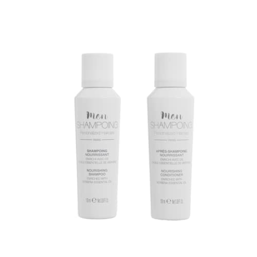 Mon Shampoing Natural Travel Kit: SLS Free Shampoo & Conditioner Set with Keratin & Goji Berry - Paraben & Silicone Free Hair Care Enriched with Verbena Essential Oil - 2x100ml TSA Approved Cabin Size - Perfect for Air Travel, Gym & Vacation