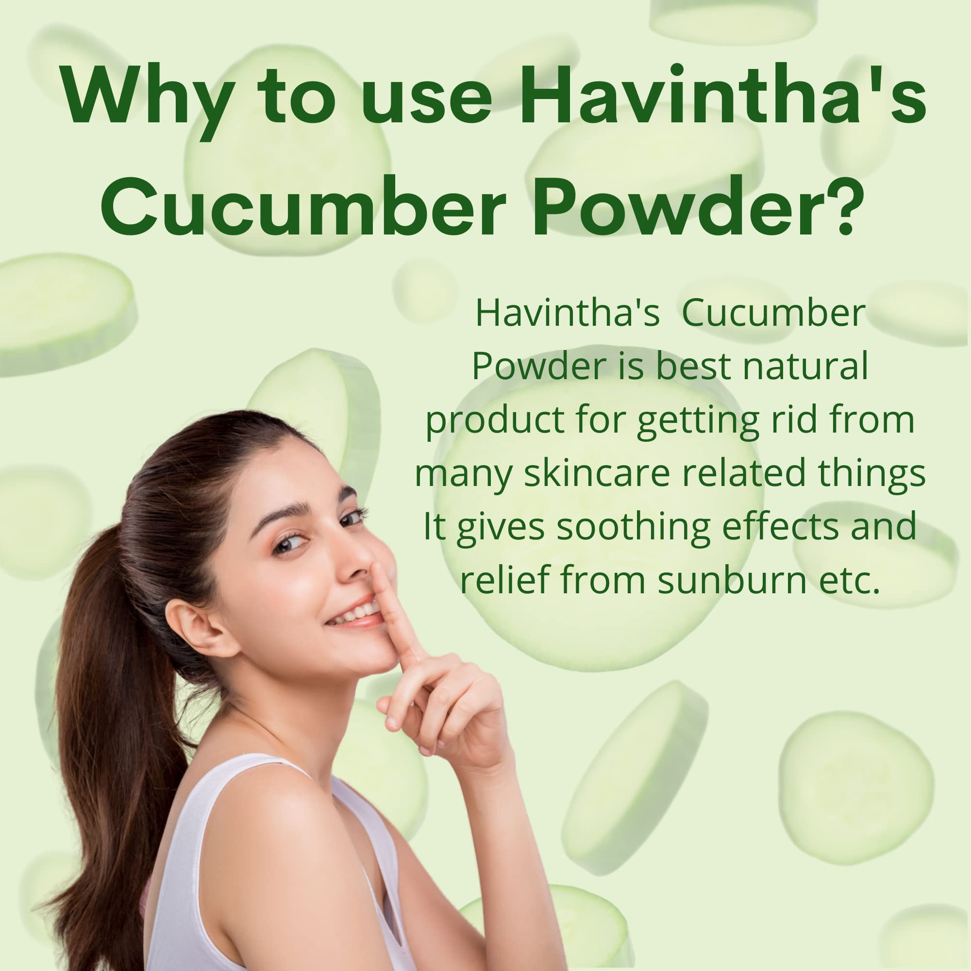 Havintha 100% Natural Cucumber Powder for Skin Care & Face Cleansing | Organic Face Mask for Glowing Skin, DIY Beauty Treatment, Health Supplement (100g) - Perfect for Spa Day, Home Facial & Skincare Routine