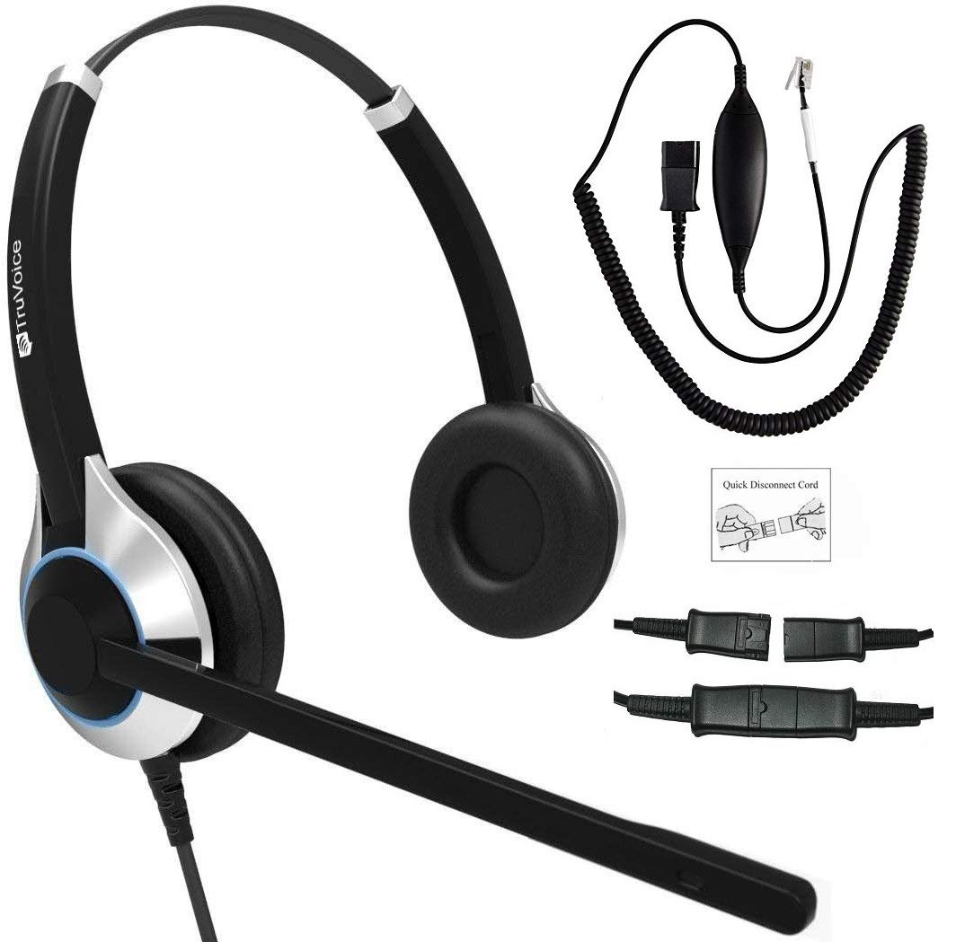 TruVoice HD-550 Premium Noise Canceling Headset with Detachable Smart Cable - Crystal Clear Audio for Call Centers, Office & Remote Work | Compatible with 95% of Phones & VoIP Systems