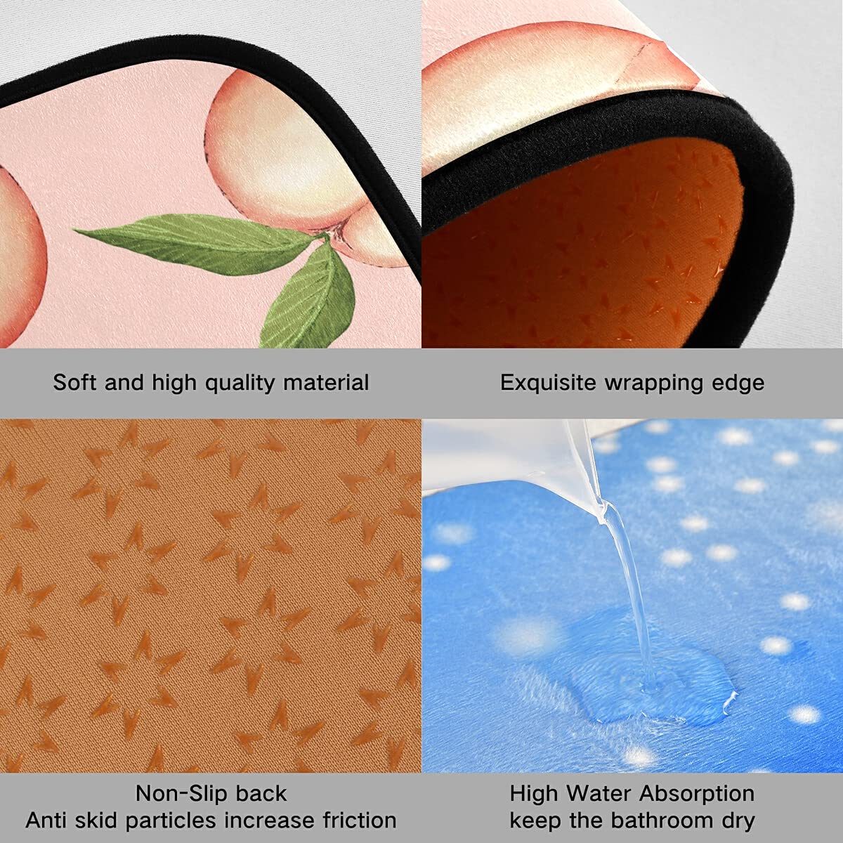 Non-Slip Washable 2-Piece Pink Peach Kitchen Rugs Set - Soft Floor Mats for Sink, Laundry & Home Decor - Perfect for Kitchens, Bathrooms & Entryways