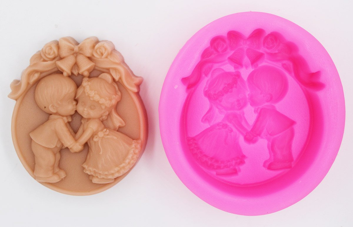 Longzang Wedding Kiss Silicone Mold for DIY Soap Making - Heart-Shaped Craft Mold for Handmade Soap, Candles & Resin Art (S034) - Perfect for Wedding Favors, Bridal Showers & Romantic Gifts