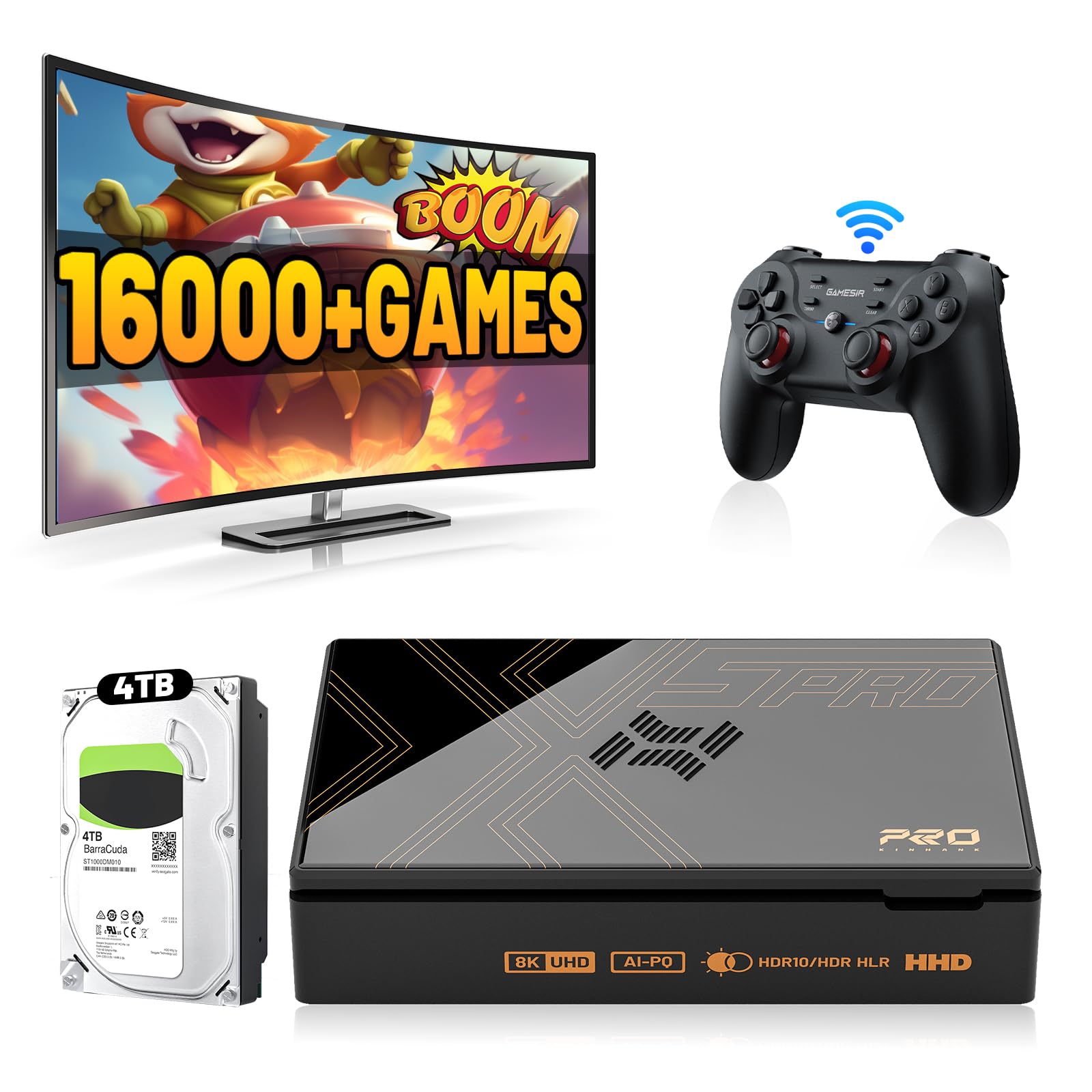 Kinhank Super Console X5 PRO Retro Gaming System - 16,000+ Classic Games, RK3588S Chip, 8K UHD Output, Wireless Controllers | Perfect for Home Entertainment, Retro Gaming Parties & Family Game Nights