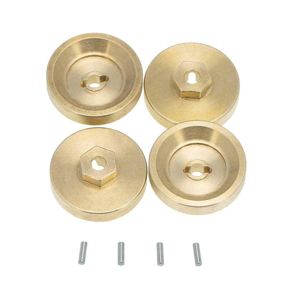 4PCS YZtree Brass Wheel Hex Adapter & Counterweight - 4MM for 1/24 Axial SCX24 90081 RC Crawler Car - Improve Traction & Stability for Off-Road Crawling & Rock Climbing