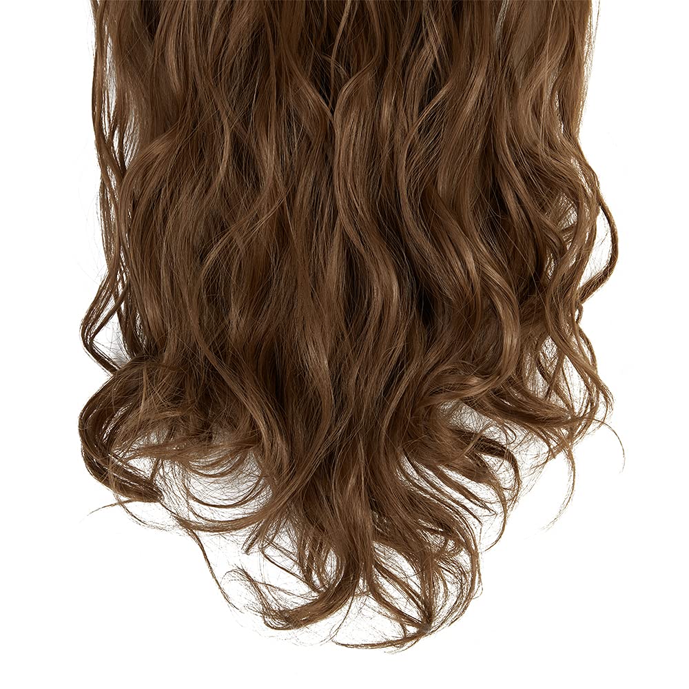24 Inch Wavy Curly Clip-in Hair Extensions - 7 Piece Double Weft Synthetic Hair Set with 16 Clips (160g) - Ash Blonde Ginger Mix for Volume & Length - Perfect for Parties, Weddings & Daily Styling