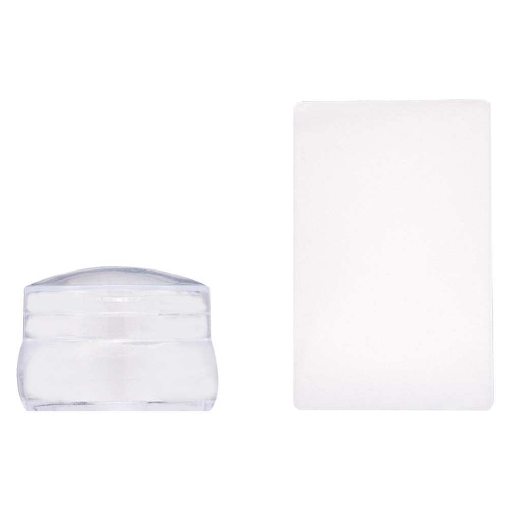 Lurrose Silicone Nail Art Stamper Set - Jelly Stamper for Nail Designs, Clear Nail Stampers with Cover - Perfect for DIY Manicures, Salon Nail Art & Professional Nail Stamping