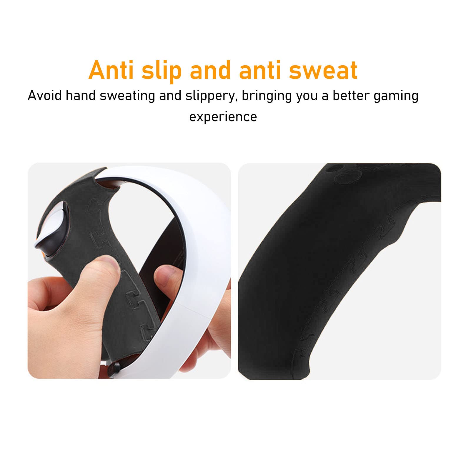 2-Delta Controller Grip Cover, Silicone Handle with Unibody Design for All-Round Protection, Comfortable & Non-Slip VR Handle for Playstation VR2 (Black) - Perfect for Gaming, VR Immersion & Enhanced Grip During Long Play Sessions