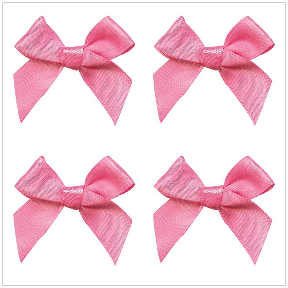 50pcs Mini Satin Ribbon Bows - 42mm x 39mm Fabric Ribbon Flowers for DIY Crafts, Sewing, Scrapbooking, Wedding Decorations, Christmas Gift Wrapping - Perfect for Hair Accessories, Party Favors & Home Decor (Pink)