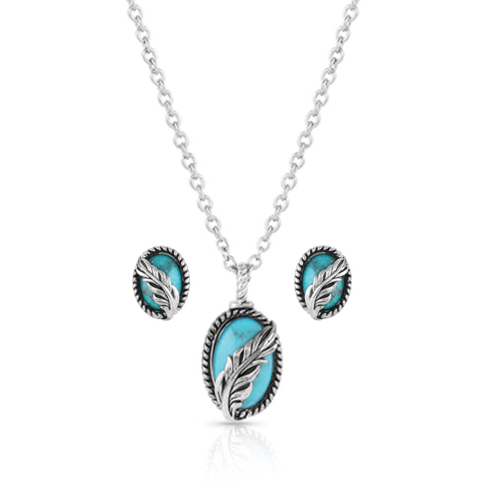 Exquisite Feather Turquoise Jewelry Set for Women - Handmade Boho Necklace & Earrings Set - Perfect for Festivals, Weddings & Boho Chic Outfits