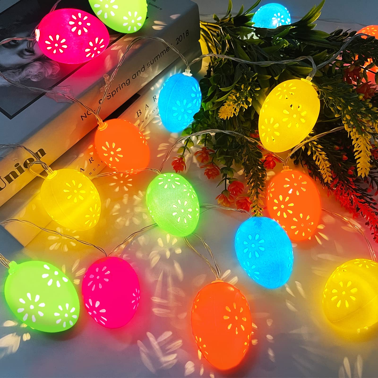 TURNMEON 10Ft 20 LED Easter Egg String Lights - 2 Modes Battery Operated Indoor/Outdoor Decor for Easter, Spring Parties & Home Decoration | Perfect for Easter Tree, Garden, Window, Mantel & Festive Celebrations