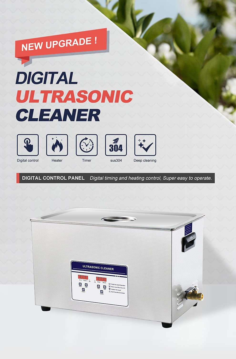 2L 60W Digital Ultrasonic Cleaner with Constant Temperature System & Timer - Jewelry, Glasses, Dentures Cleaning Machine for Home & Professional Use