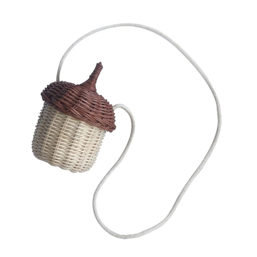 Zerodeko Hanging Planters Straw Shoulder Bag - Rattan Woven Purse with Pine Cone & Acorn Design - Mini Handbag for Women - Perfect for Boho Fashion, Beach Outings & Home Decor Plant Hangers