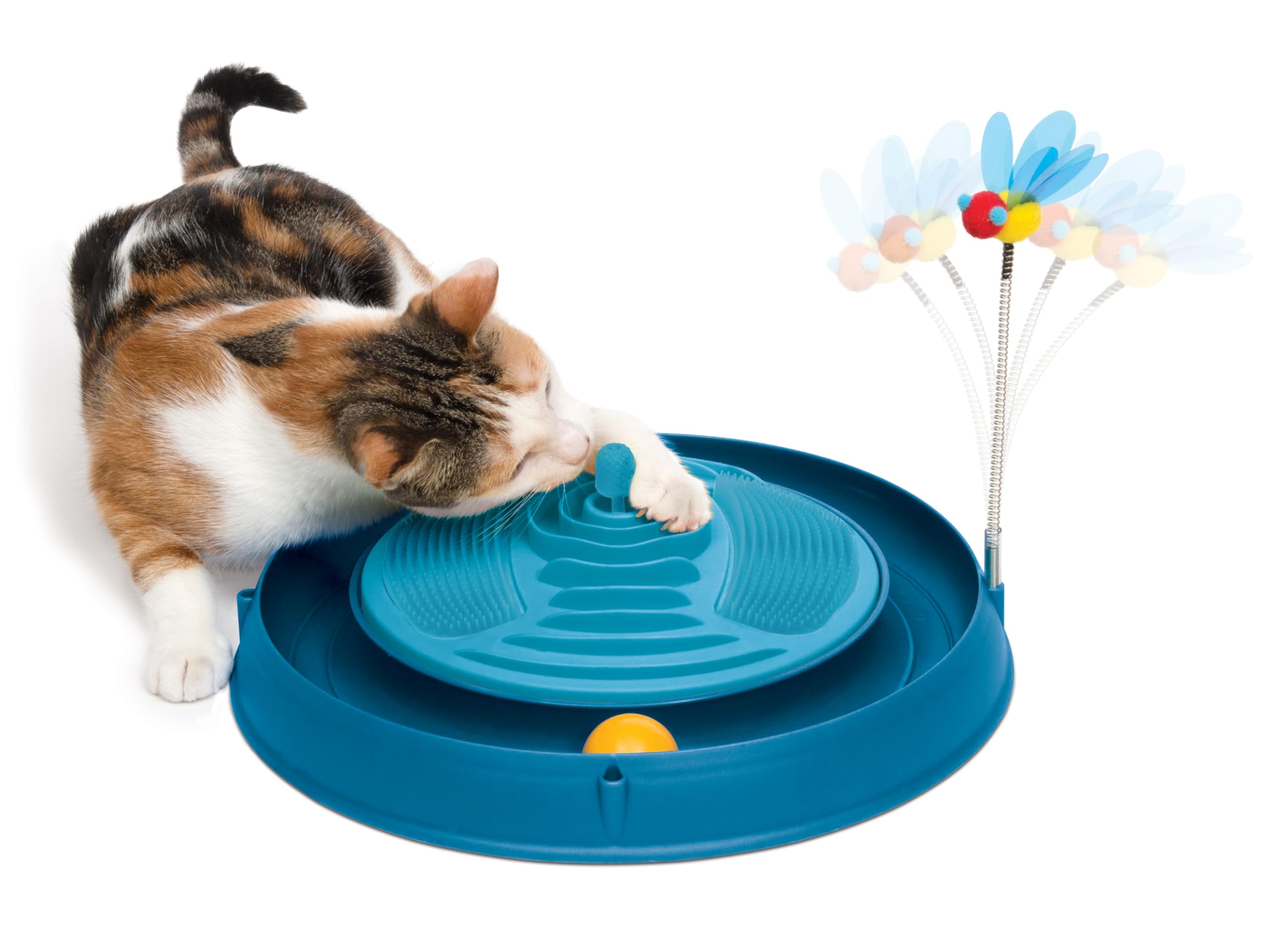 Catit Play Circuit Ball Cat Toy with Scratch Pad & Catnip - Interactive Blue Cat Toy for Play & Exercise - Perfect for Indoor Cats & Playtime Fun