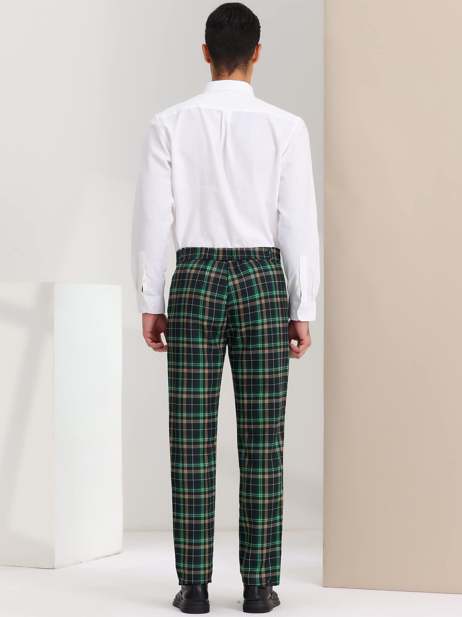 Lars Amadeus Men's Checkered Dress Pants - Flat Front, Regular Fit Plaid Slacks for Work & Prom | Office, Business Casual & Formal Events