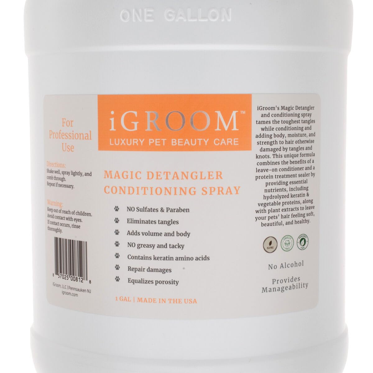iGroom Magic Detangling Dog Conditioning Spray - Protein Sealer for Soft & Shiny Coat | Made in USA | 1 Gallon | Pet Grooming & Detangling Solution for Daily Care & Show Prep