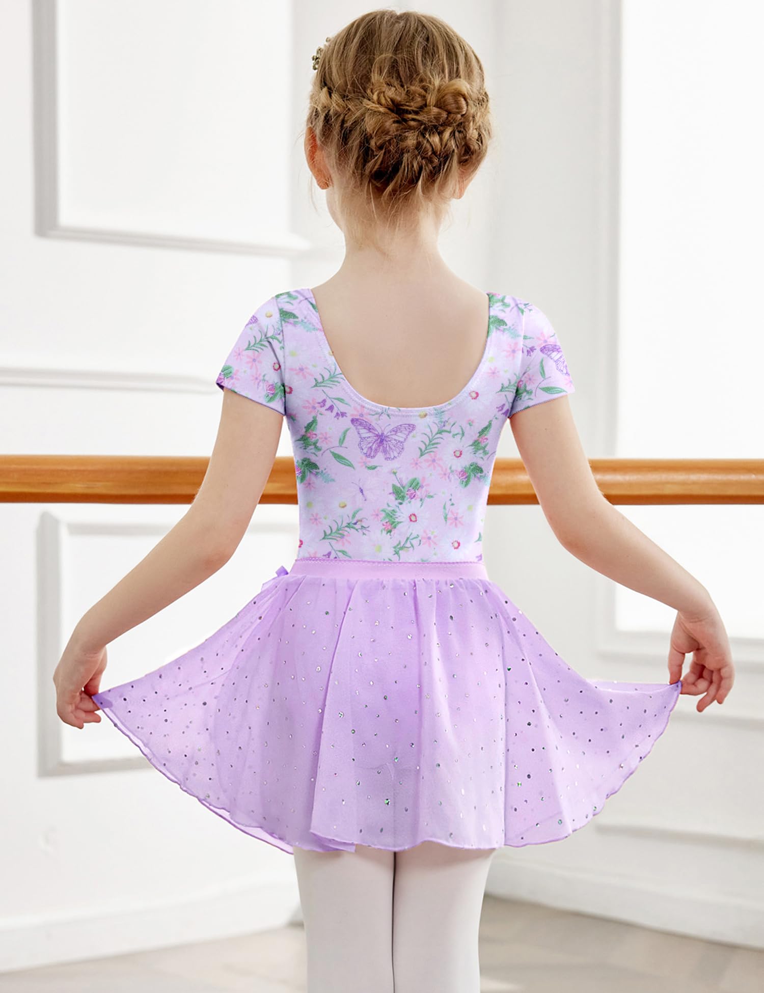 Arshiner Girls Sequin Ballet Leotard Set with Irregular Hem & Tutu Skirt - Toddler Dance Outfit for Ballet Class, Recital & Performance