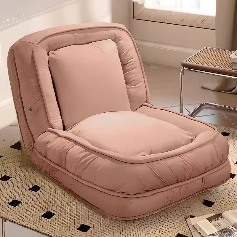 Stylish White/Rose Reclining Lounge Chair with Cushioned Back & Removable Slipcover - Perfect for Living Room, Bedroom or Patio Relaxation