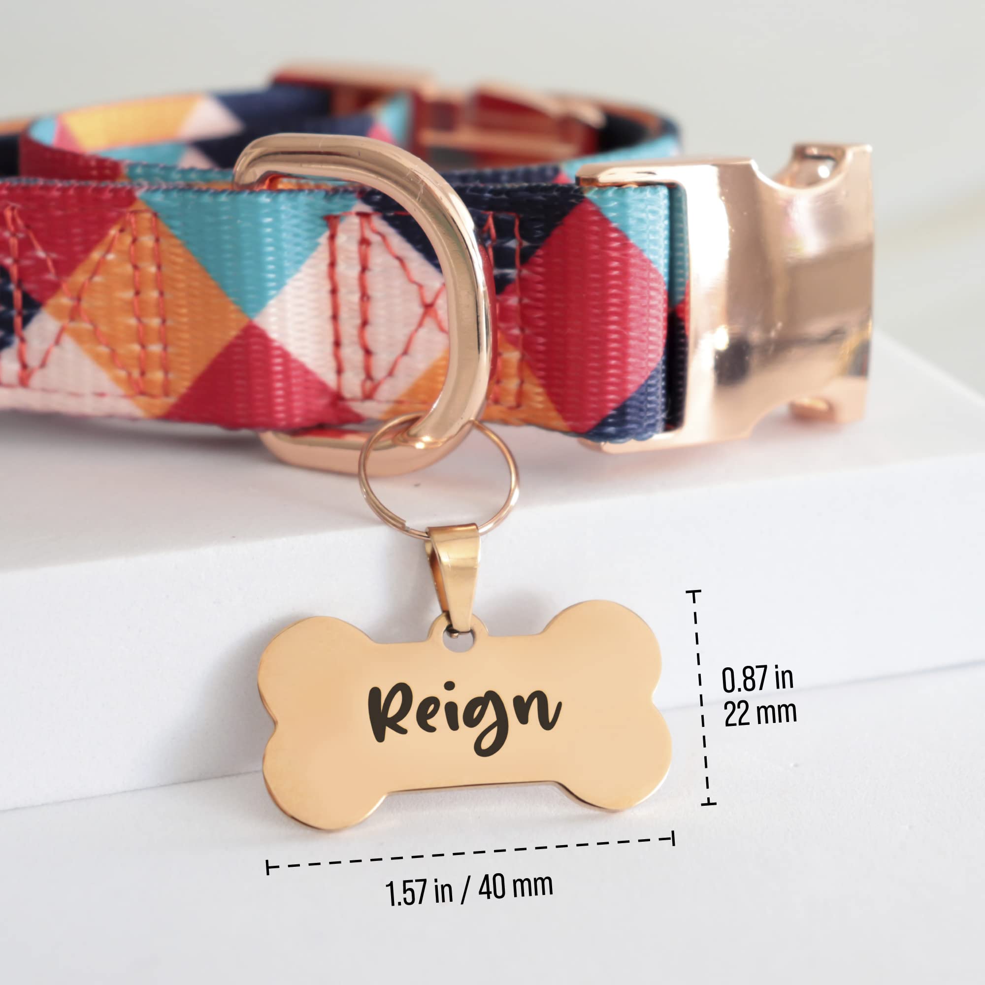 Custom Bone-Shaped Pet ID Tag - Personalized Stainless Steel Collar Tag with Laser Engraving for Dogs, Puppies & Cats - Shiny Bling Paw Design with Safety Ring - Perfect for Lost Pet Prevention & Everyday Wear