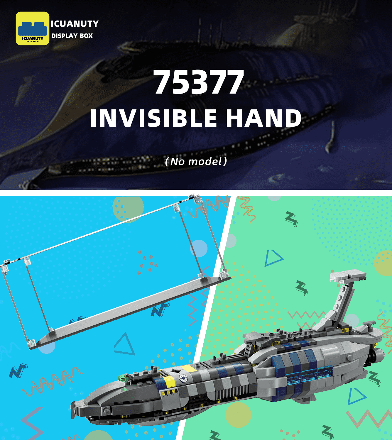 LEGO Star Wars Invisible Hand 75377 Display Case - Clear Acrylic Protection for Collectible Models | Perfect for Showcasing & Preserving Your Star Wars LEGO Collection at Home or Office