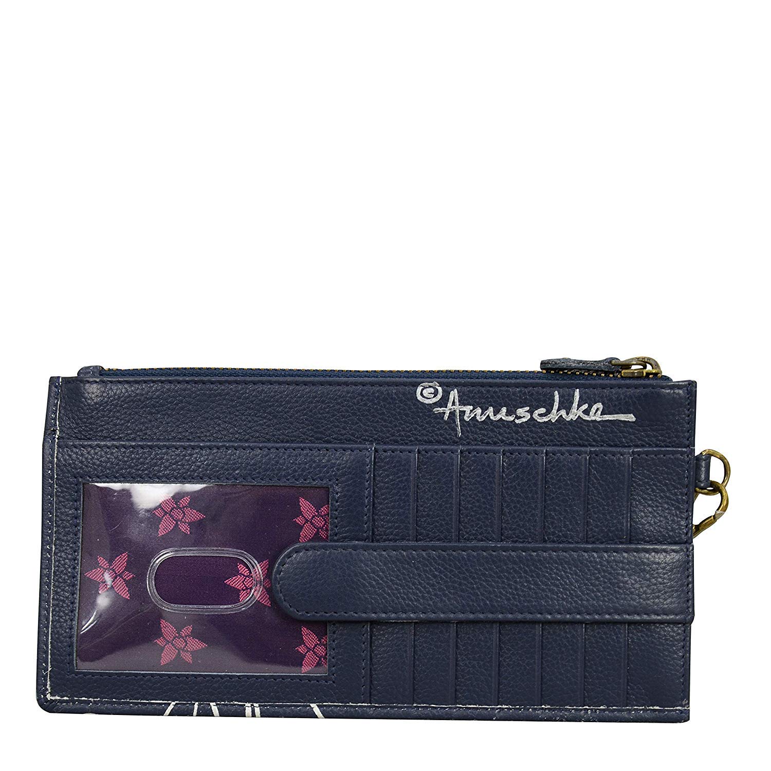 Anuschka Women's Original Hand-Painted Leather RFID Blocking Wristlet Wallet - Stylish Organizer for Credit Cards, Cash & ID - Perfect for Travel, Shopping & Everyday Use