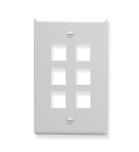 ICC FACE-6-WH IC107F06WH 6-Port White Faceplate - High-Quality Network Wall Plate for Home & Office Ethernet Installation