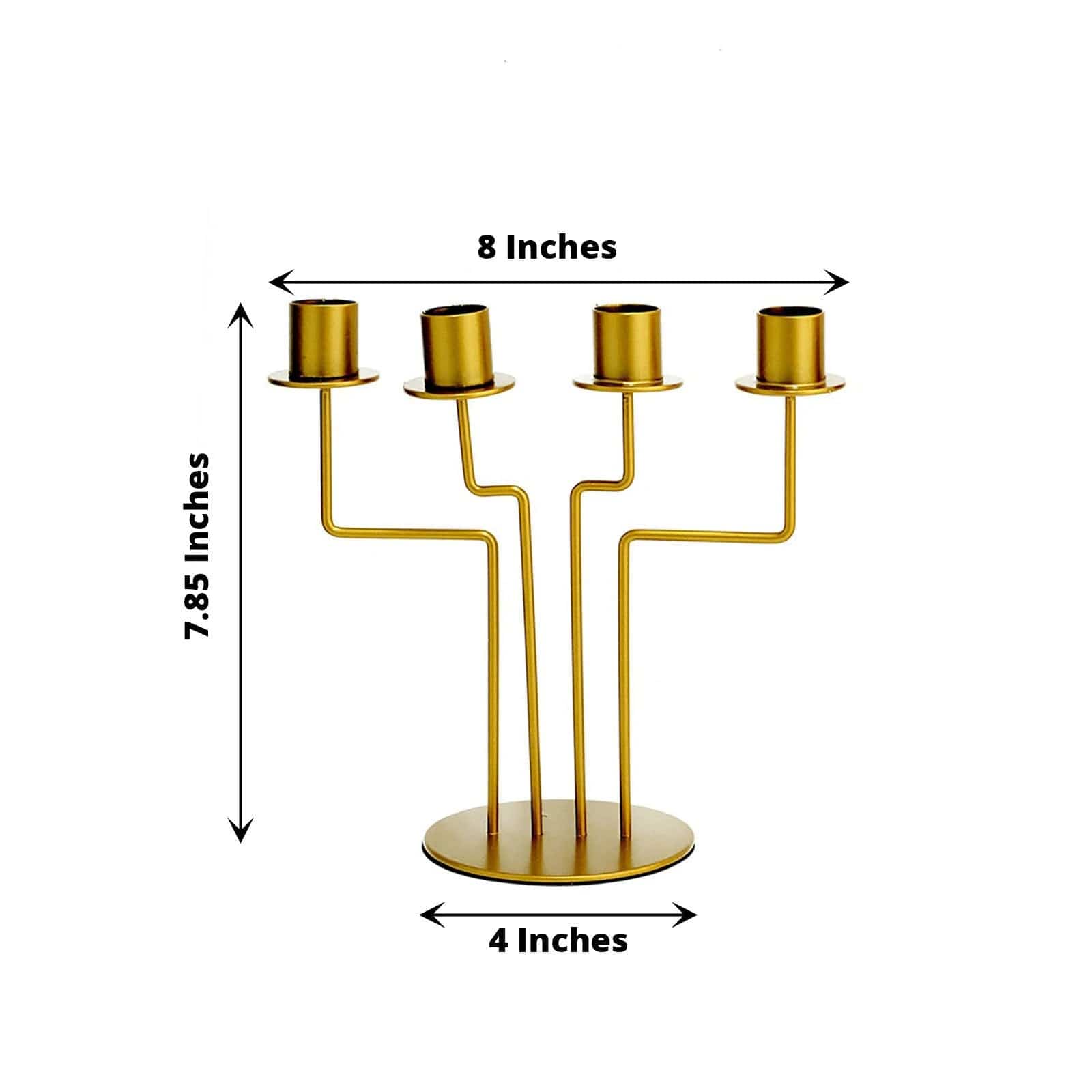 2-Piece Gold Geometric Candelabra Set - 4-Arm Taper Candle Holders for Dining Table, Wedding Centerpiece, and Home Decor