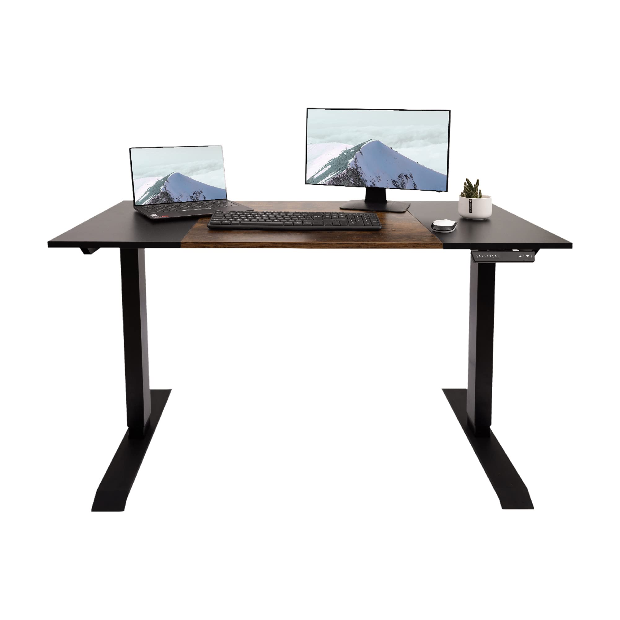 Dual Motor Height Adjustable Electric Standing Desk - 47x24 Inches, Silent Adjustment with Spliced Desktop for Home & Office (Black) | Perfect for Workspaces, Gaming Setups & Remote Work