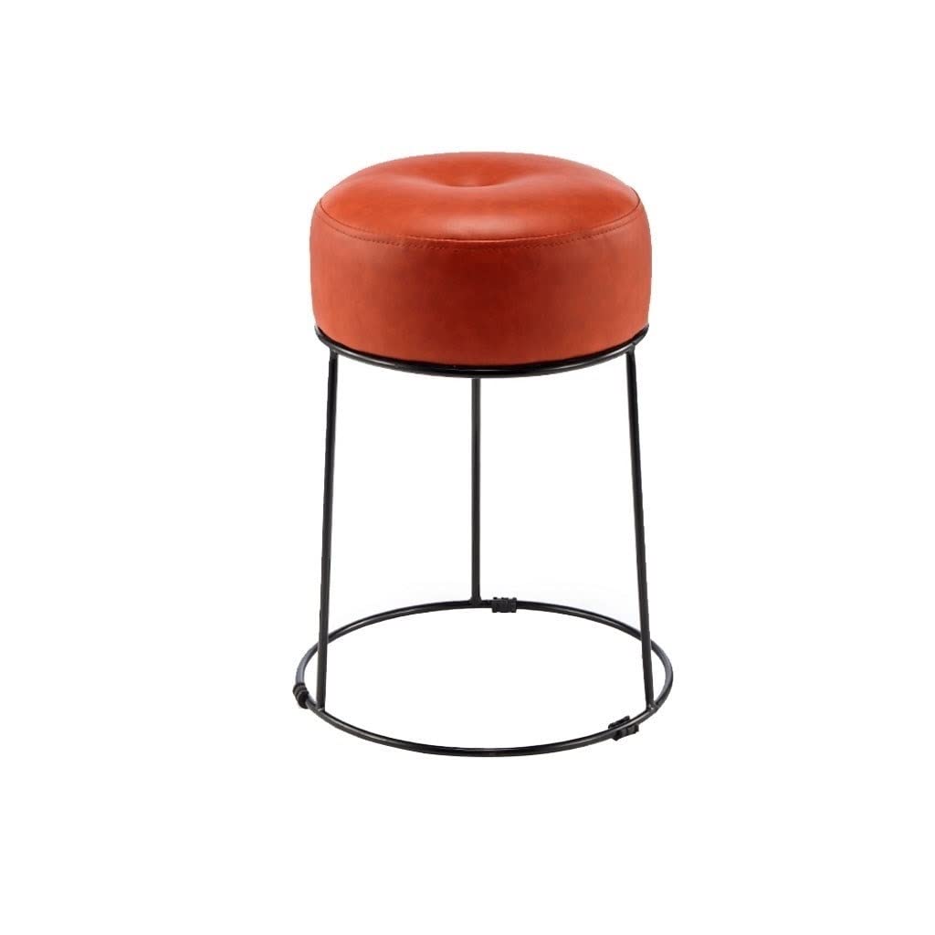 Modern Industrial Style Wrought Iron Bar Stool - Red, Creative Home & Office Stool for Coffee Bars, Kitchen Islands & Dining Areas - High Chair with Durable Metal Frame & Comfortable Seat