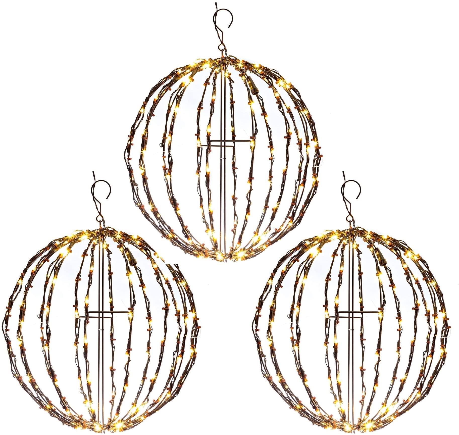 Elf Logic 3 Pack 16” LED Christmas Light Balls - Indoor/Outdoor Waterproof Holiday Decorations | Warm White String Lights for Christmas Tree, Patio, Garden, Wedding & Party Decor | Energy Efficient Durable Decorative Lighting