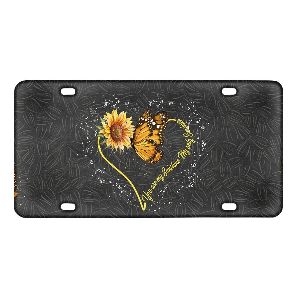 Upetstory Sunflower License Plate - Stainless Steel Car Number Tag 12.2x6.3 Inch - Decorative Front/Rear Auto Plate - You Are My Sunshine - Perfect for Car Enthusiasts & Gift Giving