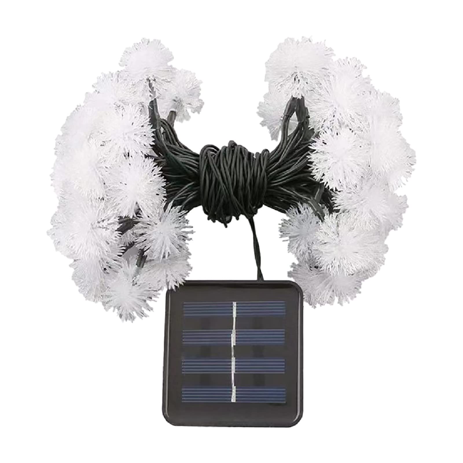20-Light Solar Christmas String Lights with Snow Pompoms - 5M/16.4ft LED Outdoor Winter Decor for Garden, Patio, and Holiday Party Lighting