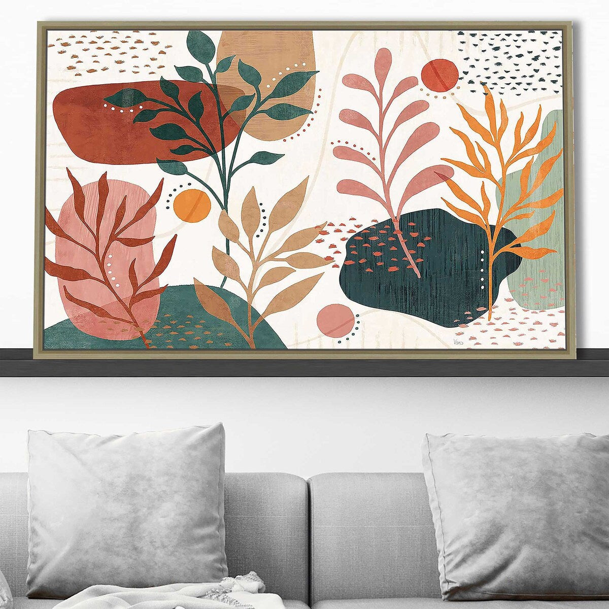 Abstract Blossom I Floral Art Print on Floating Canvas - Modern Wall Decor for Living Room, Bedroom & Office