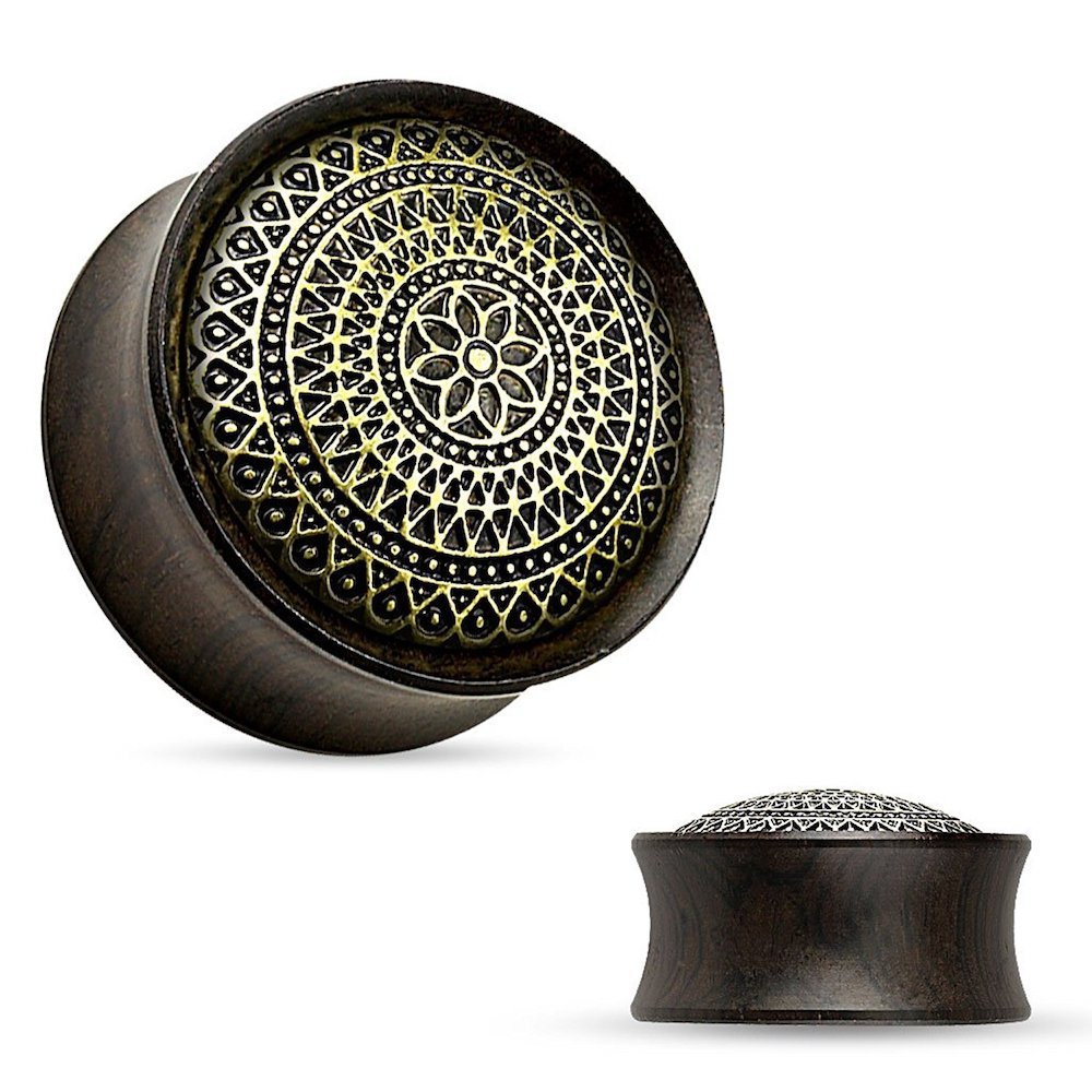 Ebony Wood Saddle Plug - Lattice Jewelry for Ears & Parties
