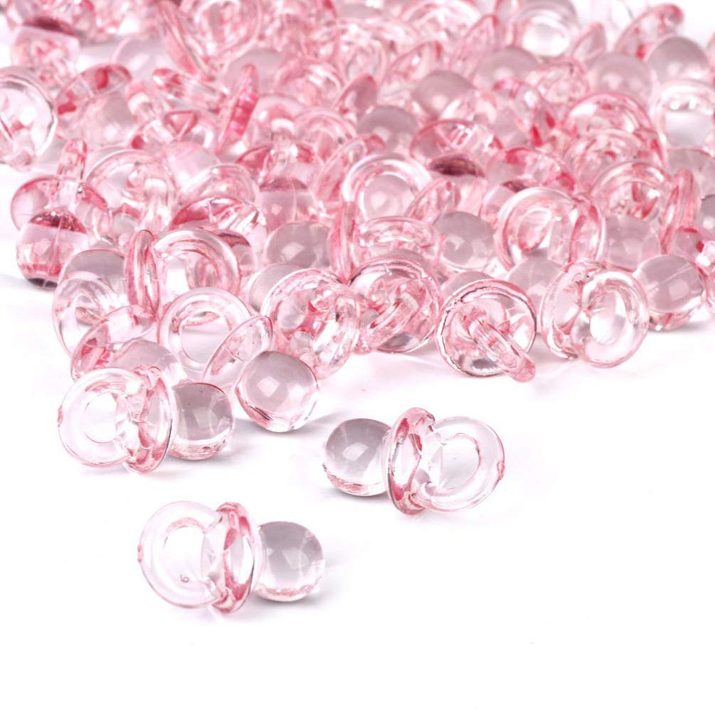 50pcs Mini Acrylic Pacifiers - Clear Baby Shower Confetti Decorations for Gender Reveal, Birthday Party Favors & Table Scatter - Perfect for Baby Showers, Bridal Showers, and Nursery Decor