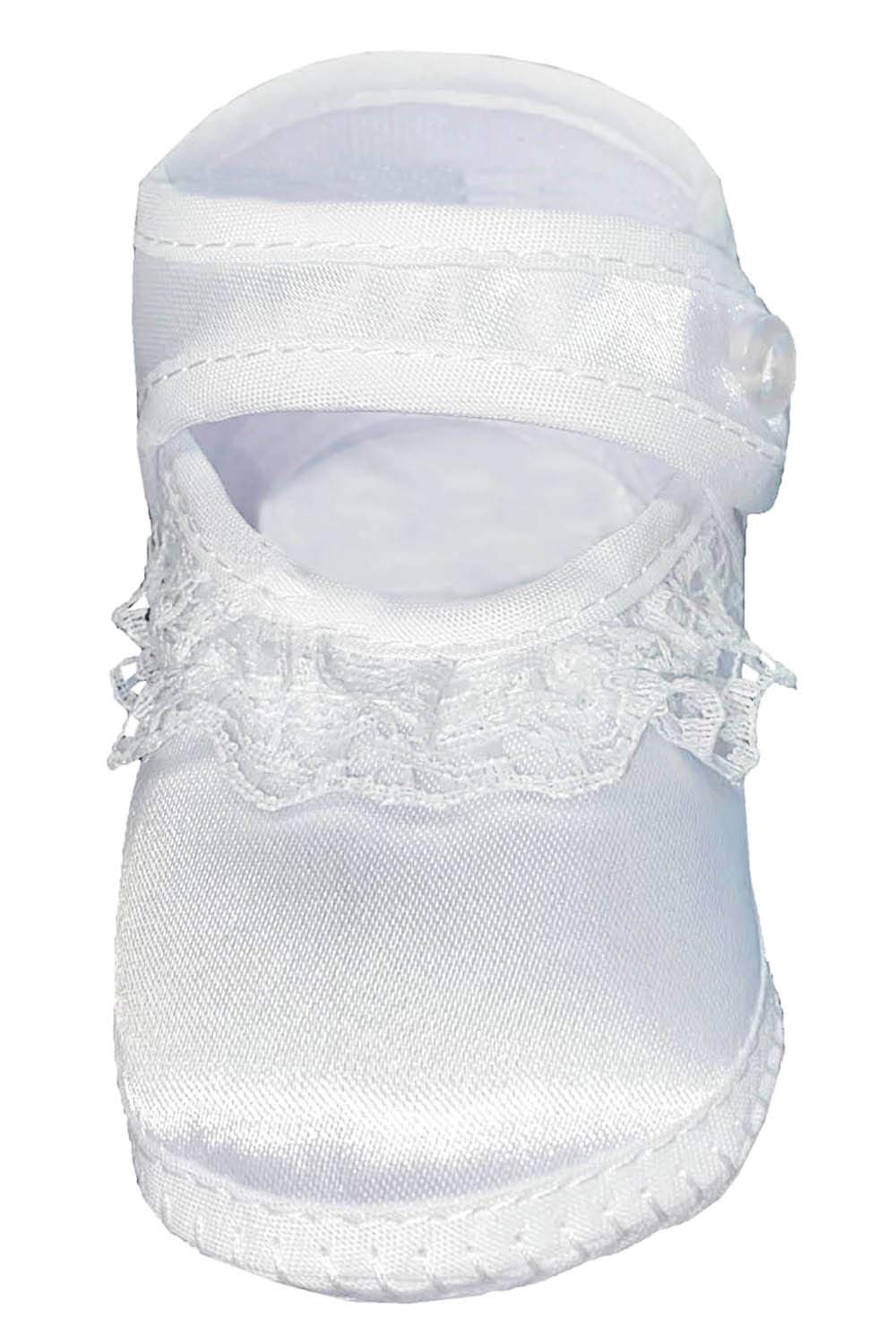 White Baby Christening Shoes for Girls - Soft Newborn Baptism Booties & First Communion Shoes - Perfect for Baptism, Christening, and Special Church Events