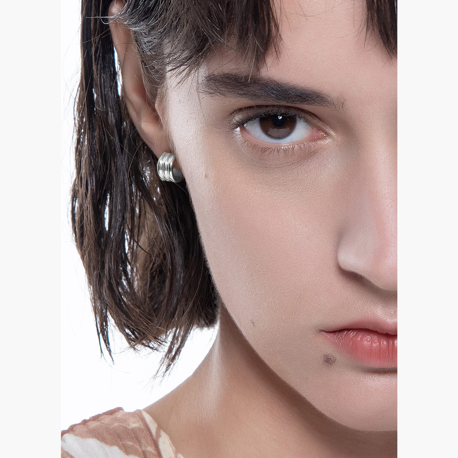 Geometric C-Shaped Hoop Earrings for Women - Stainless Steel Big Zirconia Stone Trendy Hoops | Perfect for Parties, Weddings & Everyday Fashion Accessories