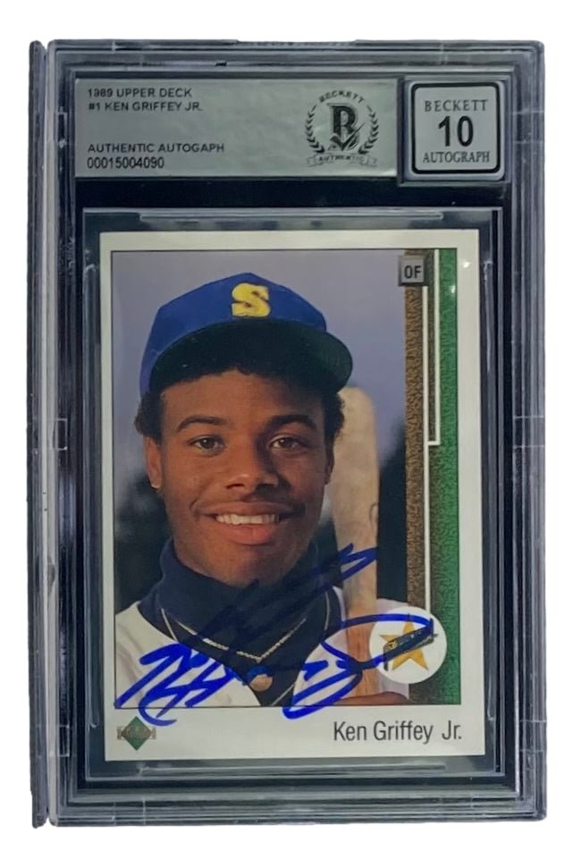 Ken Griffey Jr Signed 1989 Upper Deck #1 Rookie Card - Seattle Mariners - BAS Graded 10 Gem Mint - Perfect for Baseball Memorabilia Collections & Sports Fan Gifts