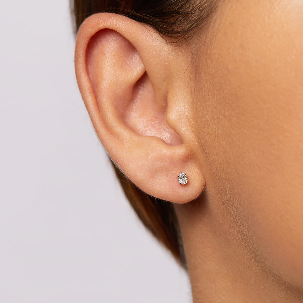 10k Gold Oval Stud Earrings with Lab-Grown Diamonds | Elegant Everyday Jewelry for Women