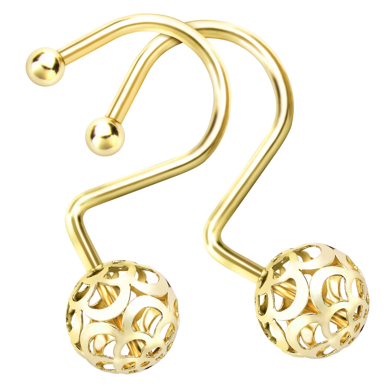 Premium Gold Metal Shower Curtain Hooks with Hollow Ball Design - Rust-Proof Bling Yellow Shower Rings for Curtain Liners & Bathroom Accessories - Perfect for Modern Bathrooms, Spa Retreats & Luxury Home Decor