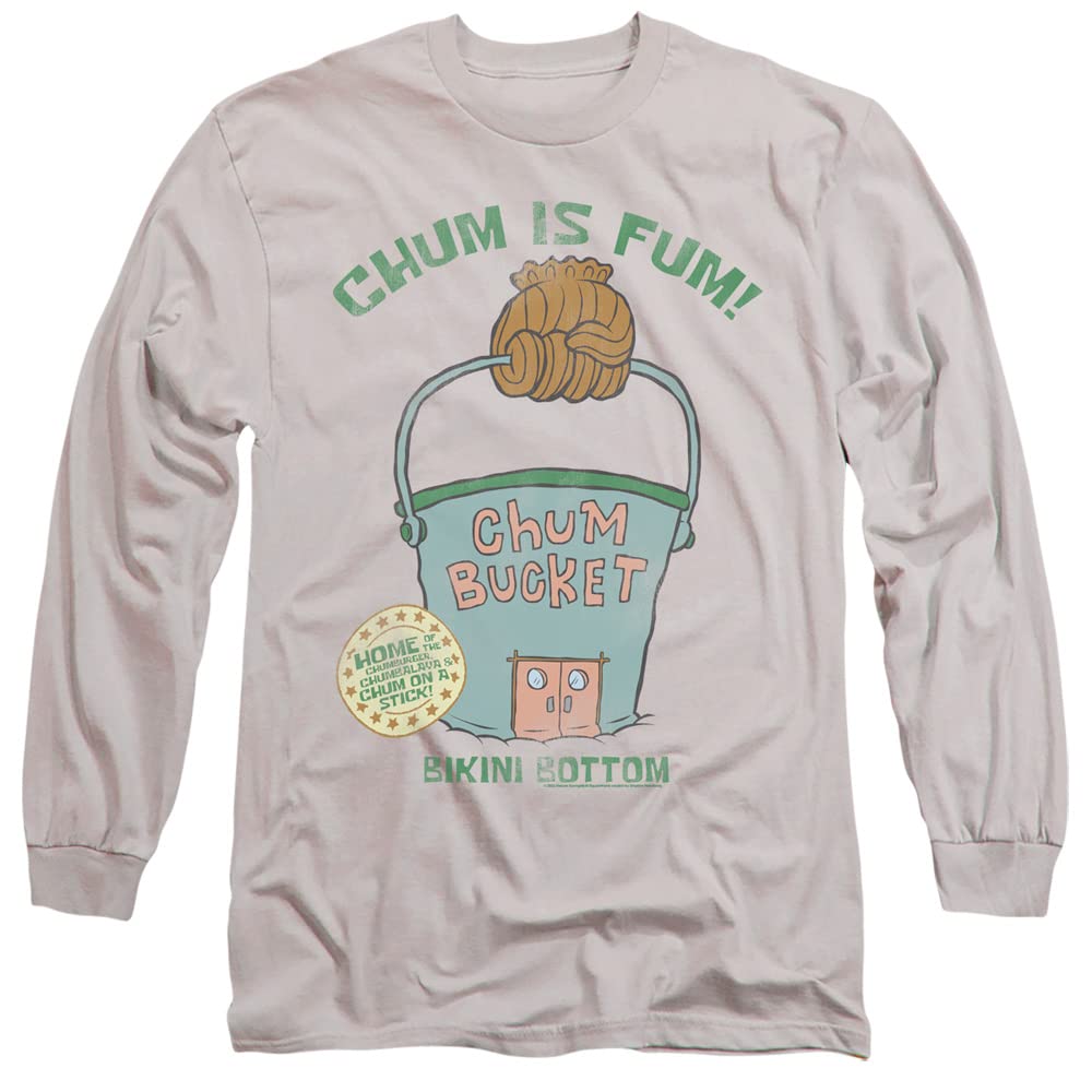 Popfunk Classic Spongebob Chum Bucket Unisex Long Sleeve T-Shirt for Adults | Cartoon Character Graphic Tee for Casual Wear, Cosplay & Spongebob Fans